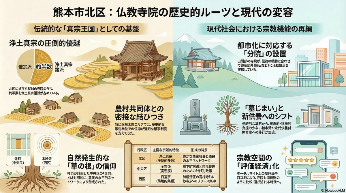 熊本市北区の仏教寺院の歴史的ルーツと現代の変容