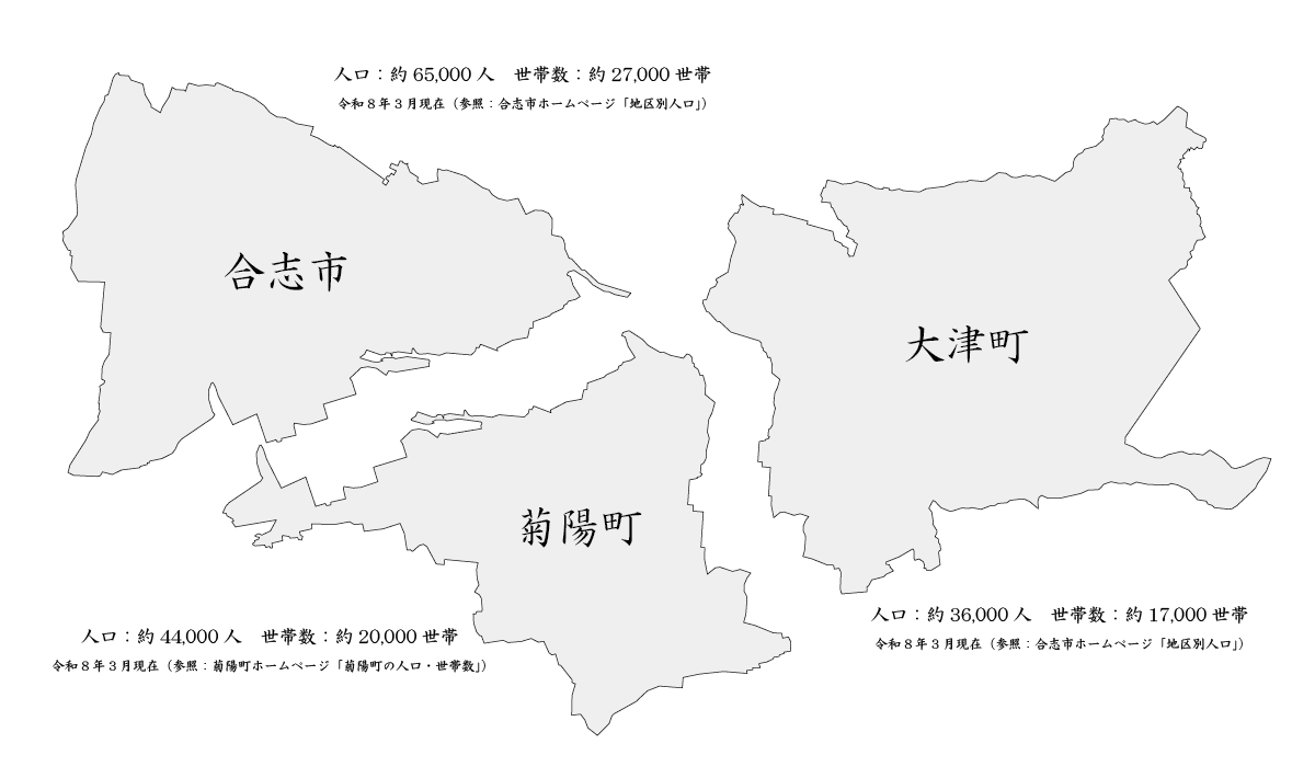 合志市・菊陽町・大津町のお寺の分布を示す地図