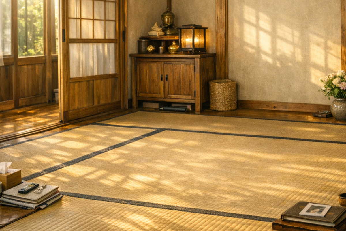 ストレッチャーのまま一時的に実家の仏間へ立ち寄り、故人様に最期の我が家の空気を感じてもらう温かいお帰りの風景